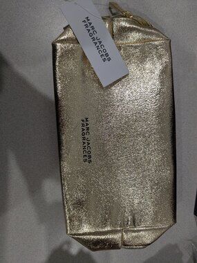 Marc Jacobs brand new pouch cosmetic bag gold shiny travel case